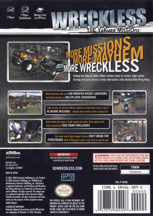 WRECKLESS  -  THE YAKUZA MISSIONS (usagé)