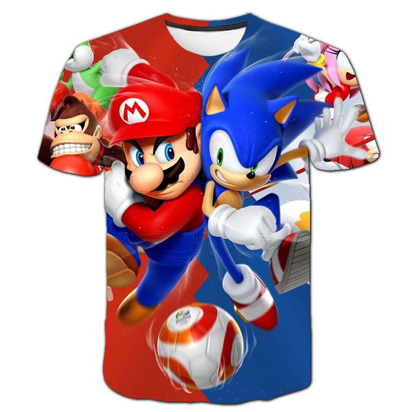 T-shirt de Mario et Sonic aux jeux Olympiques  ( Grandeur enfants / 9-10 ans )