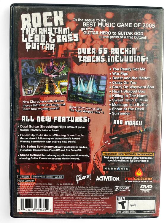 Guitar Hero II - PlayStation 2 Wired Red Gibson Bundle (usagé)