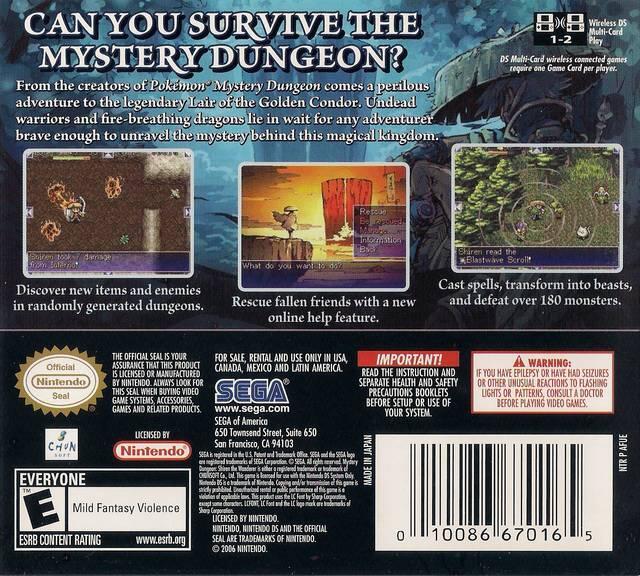 Mystery Dungeon: Shiren The Wanderer (used)