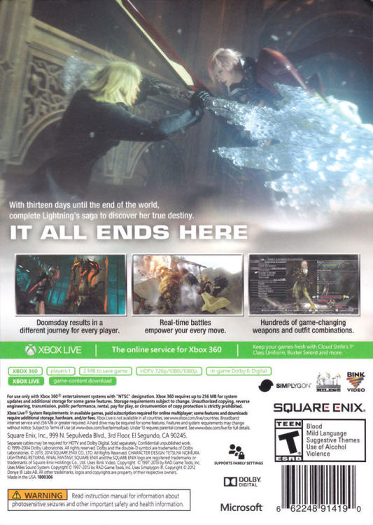FINAL FANTASY XIII - LIGHTNING RETURNS (usagé)