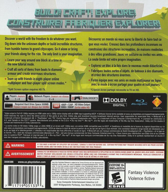 Minecraft: PlayStation 3 Edition (usagé)