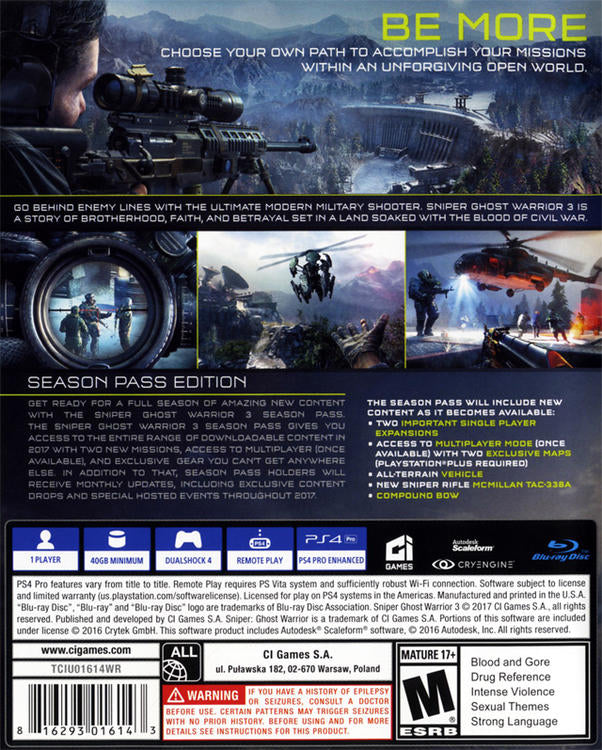 SNIPER GHOST WARRIOR 3 (usagé)