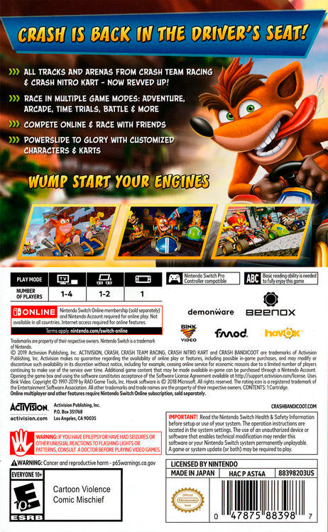 CTR - Crash Team Racing  -  Nitro Fueled (usagé)