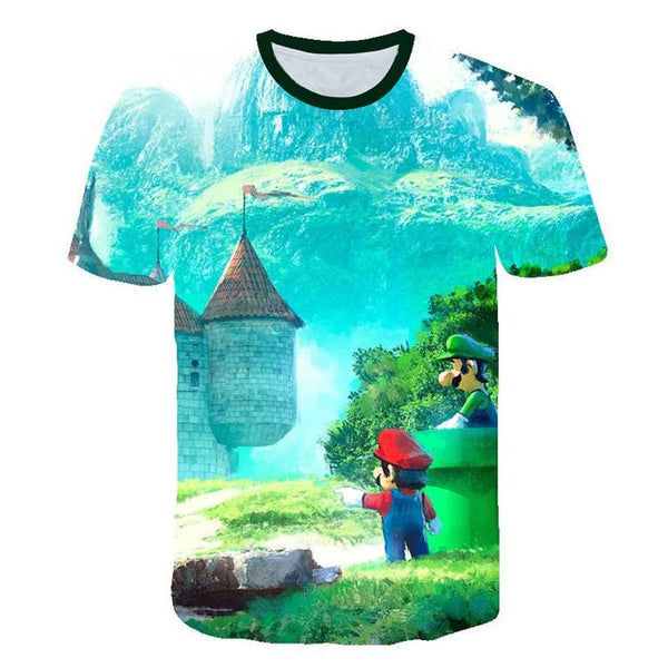 Super Mario Bros. T-shirt - Mario and Luigi - Castle