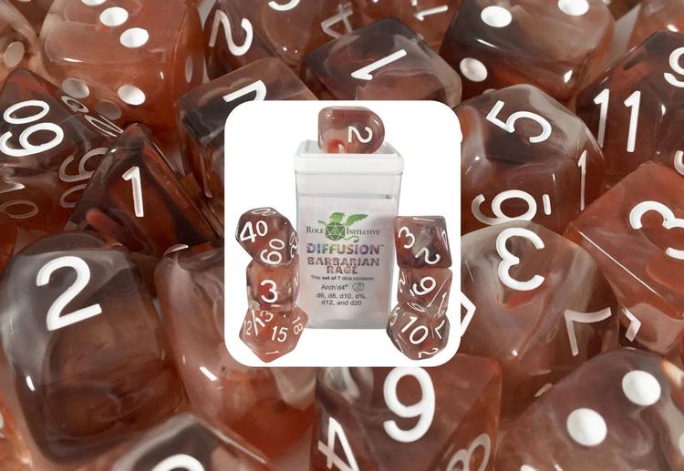 Role 4 initiative - 7 Polyhedral Dice Set - Barbarian Rage Diffusion