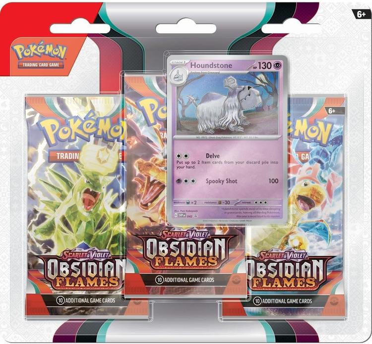 Pokémon - 3 Packs Blister  -  Scarlet & Violet  -  Obsidian Flames  ( Houndstone - Eevee )
