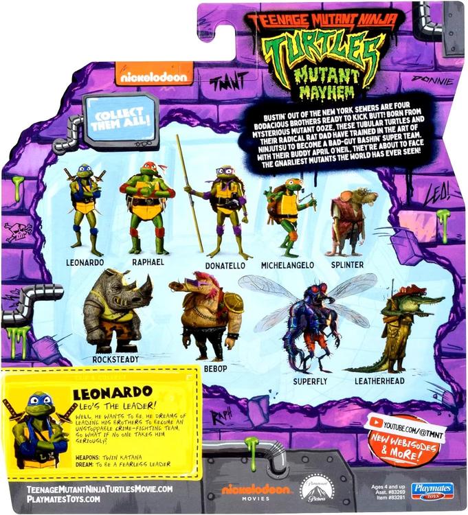 Playmates Toys - 11.6cm action figure - Teenage Mutant Ninja Turtles Mutant Mayhem - Leonardo