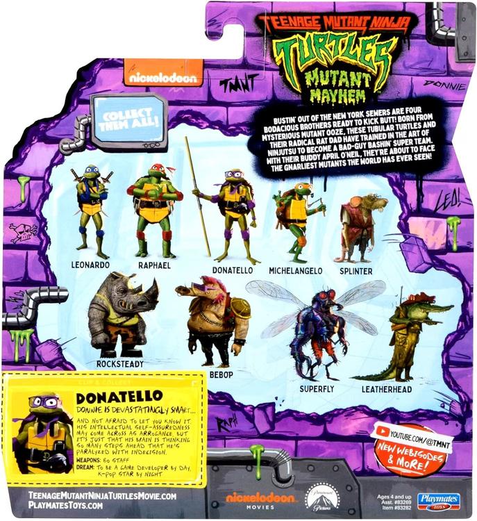 Playmates Toys - Figurine action de 11.6cm  -  Teenage Mutant Ninja Turtles Mutant Mayhem  -  Donatello