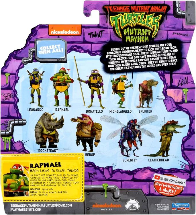 Playmates Toys - Figurine action de 11.6cm  -  Teenage Mutant Ninja Turtles Mutant Mayhem  -  Raphael