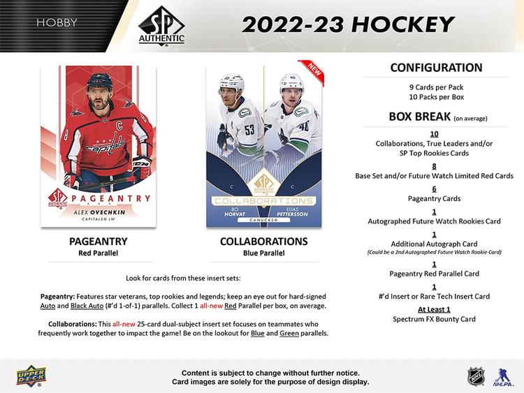 Upper Deck - Booster Hobby - SP Authentic 2022-23 Hockey