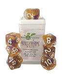 Role 4 initiative - Set of 7 polyhedral dice - Warlock's Pact broadcast with symbol