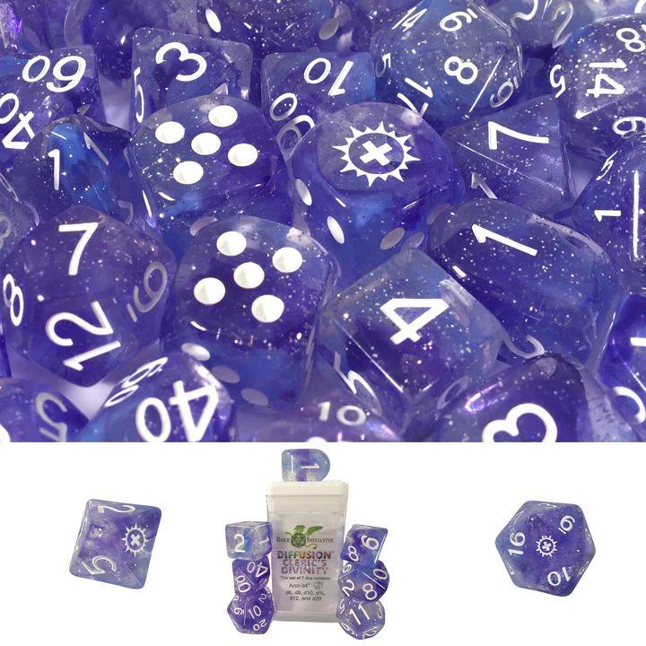 Role 4 initiative - Ensemble de 7 dés polyédriques  -  Diffusion Cleric's Divinity avec symbole