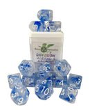 Role 4 initiative - Set of 15 polyhedral dice - Wizard's Arcana spread with symbol