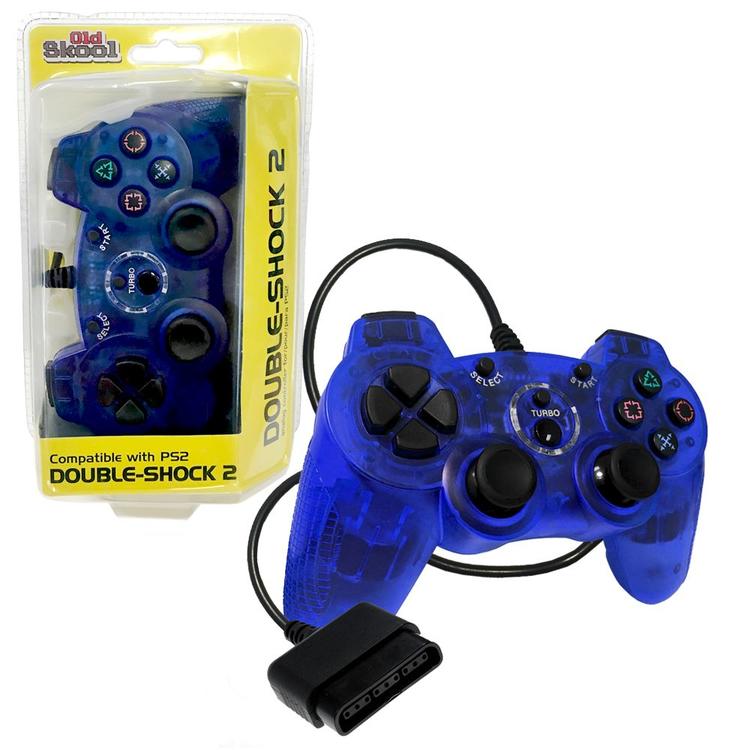 Old Skool - Manette avec fil Doubleshock 2 pour Playstation 2 - Bleu