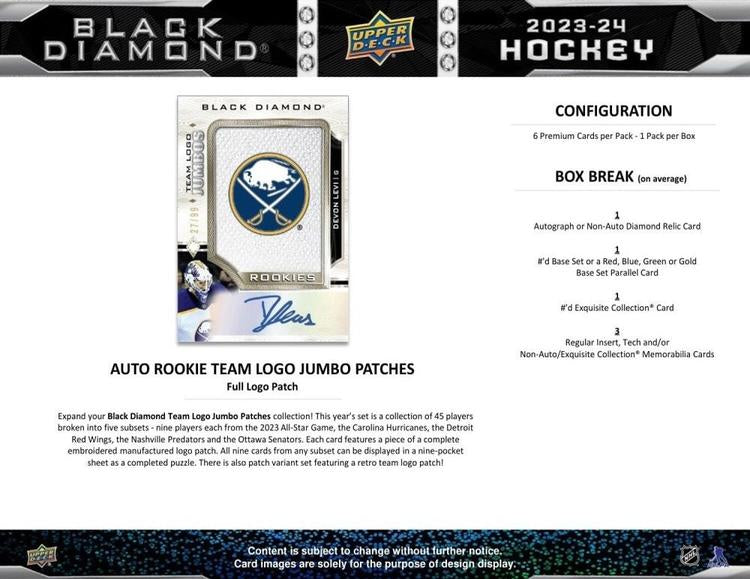 Upper Deck - Hobby Booster Box - Black Diamond 2023-24 Hockey