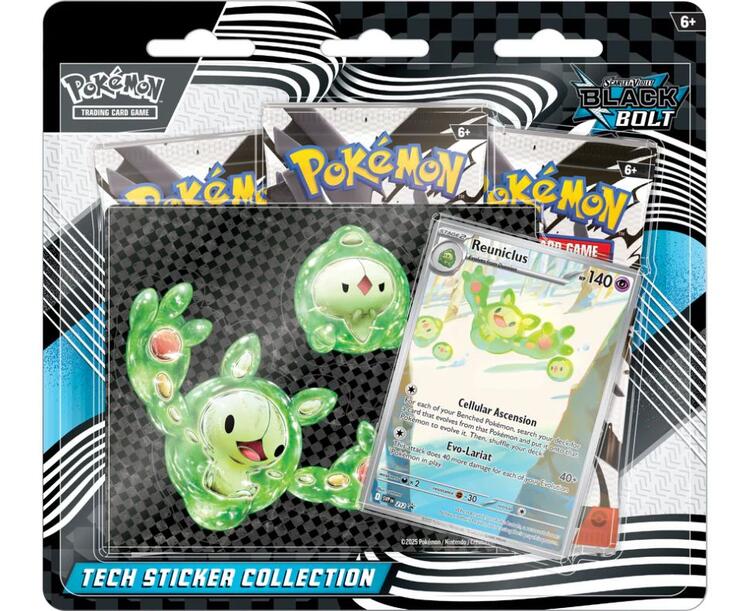 Pokémon - 3 Packs Blister Tech Sticker Collection  -  Scarlet & Violet  -  Black Bolt  -  Reuniclus