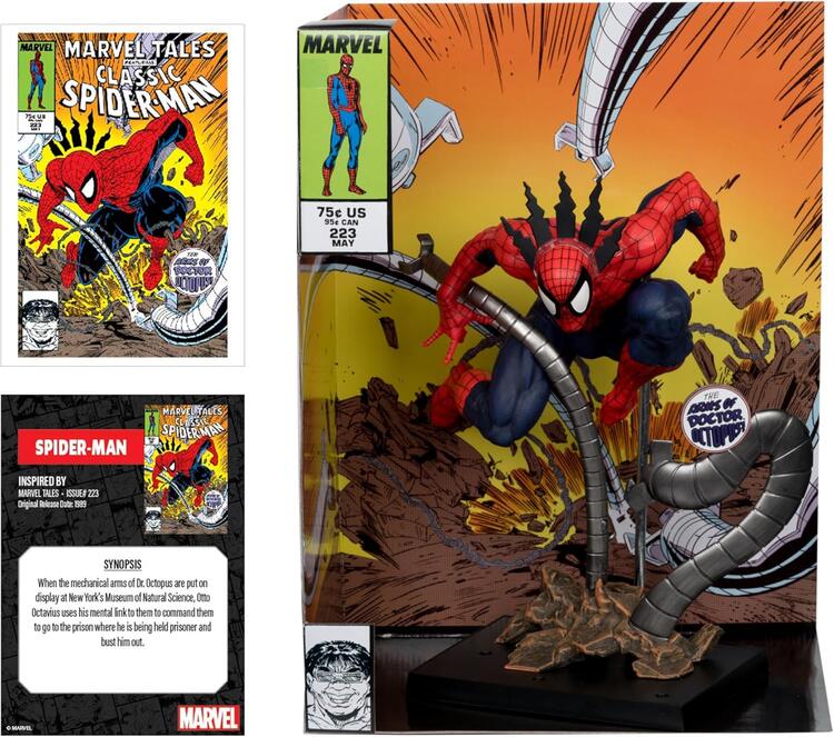 McFarlane Toys - 30cm Figurine Statue With Comic Book - Marvel Spider-Man Inspired by Marvel Tales Issue