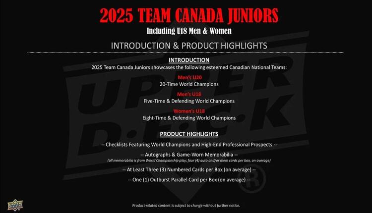 Upper Deck - Booster Hobby - 2025 Team Canada Juniors