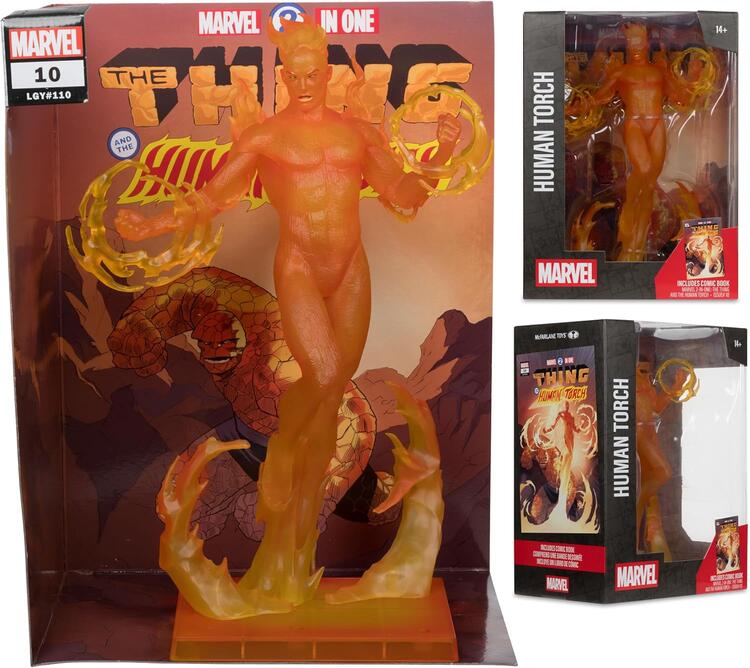 McFarlane Toys - Figurine Statue de 30cm  -  Marvel human Torch  (Includes Comic Book Marvel 2-in-one: the Thing and the Human Torch Issue