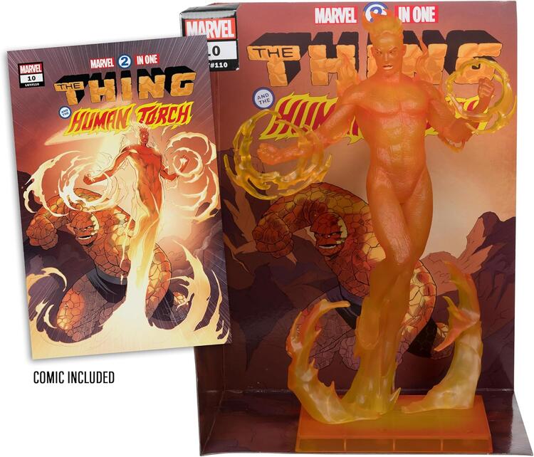 McFarlane Toys - Figurine Statue de 30cm  -  Marvel human Torch  (Includes Comic Book Marvel 2-in-one: the Thing and the Human Torch Issue