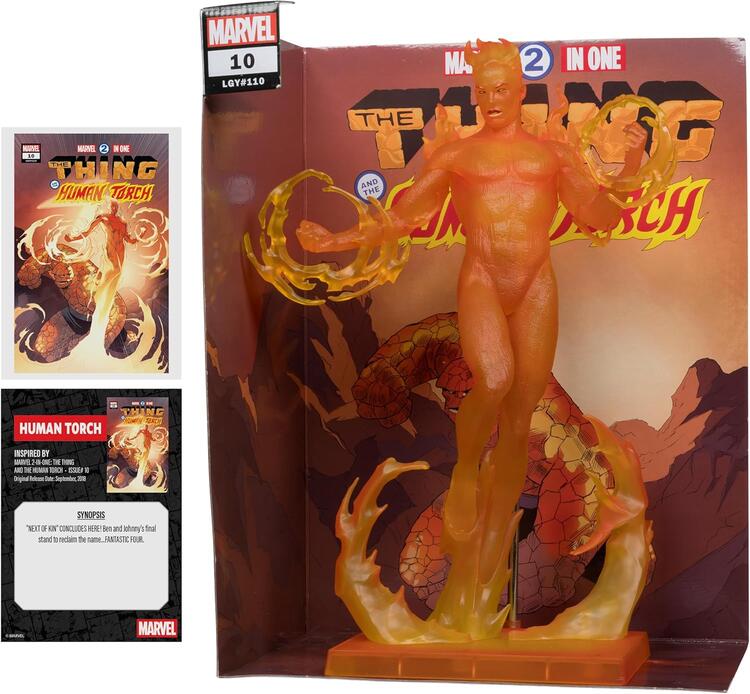 McFarlane Toys - Figurine Statue de 30cm  -  Marvel human Torch  (Includes Comic Book Marvel 2-in-one: the Thing and the Human Torch Issue