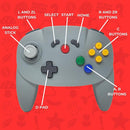 Old Skool - Nintendo 64 (N64) Ultra Wireless Controller Compatible with N64, Switch & USB