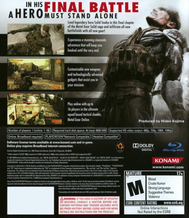 Metal Gear Solid 4: Guns of the Patriots [Greatest Hits] (usagé)