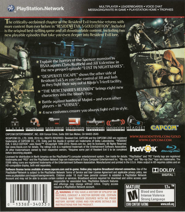 RESIDENT EVIL 5 - GOLD EDITION (used)