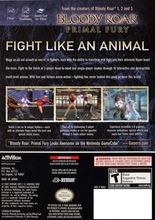 BLOODY ROAR  -  PRIMAL FURY (usagé)