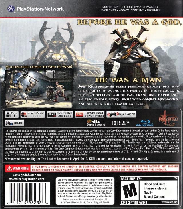 GOD OF WAR - ASCENSION (usagé)
