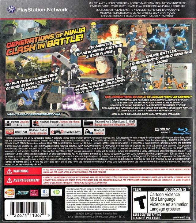 NARUTO SHIPPUDEN - ULTIMATE NINJA STORM - GENERATIONS (usagé)