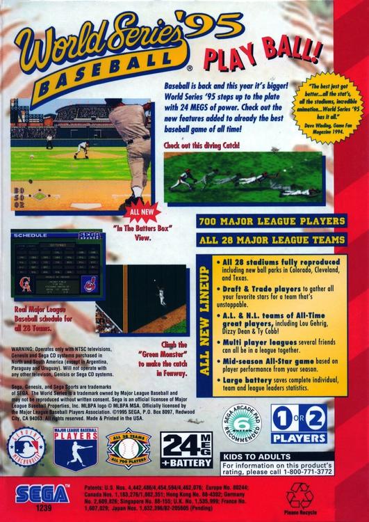 WORLD SERIES BASEBALL 95 ( Cartridge only ) (used)