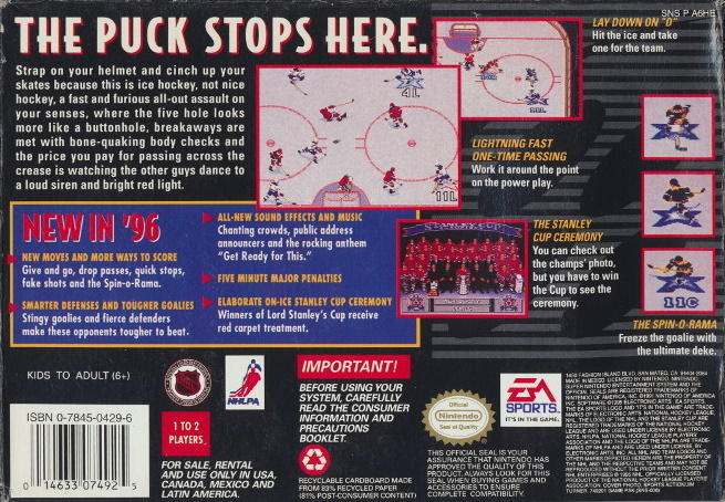 NHL 96  ( Cartouche seulement ) (usagé)