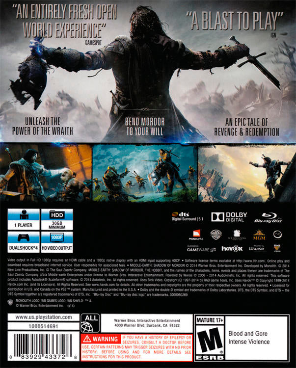 MIDDLE EARTH  -  SHADOW OF MORDOR (usagé)