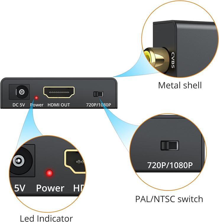 Neoteck - Convertisseur audio/vidéo (AV) RCA vers HDMI