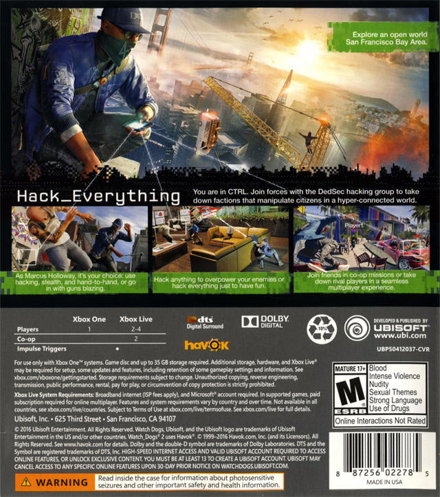 WATCH DOGS 2 (used)