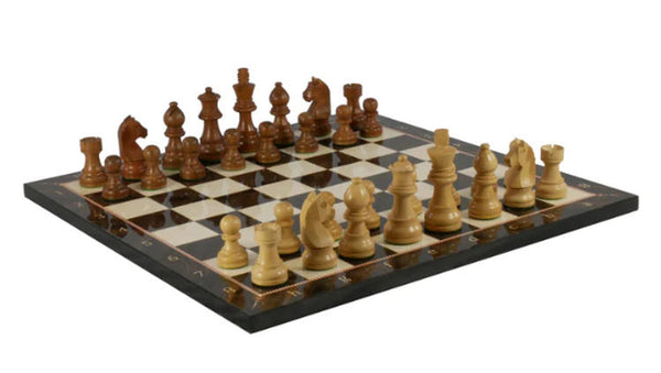 WorldWise - 14 Inch German Sheesham Wood Chess Set in Brown/Ivory Color