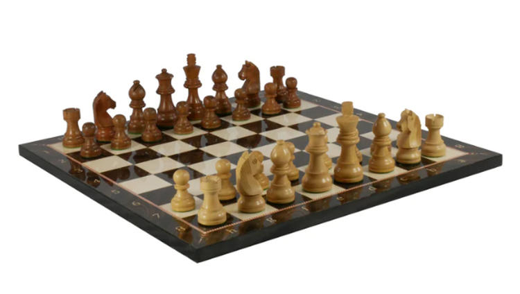 WorldWise - Jeu d'échecs de 14 pouces en bois de Sheesham germanique de couleur brun/ivoire