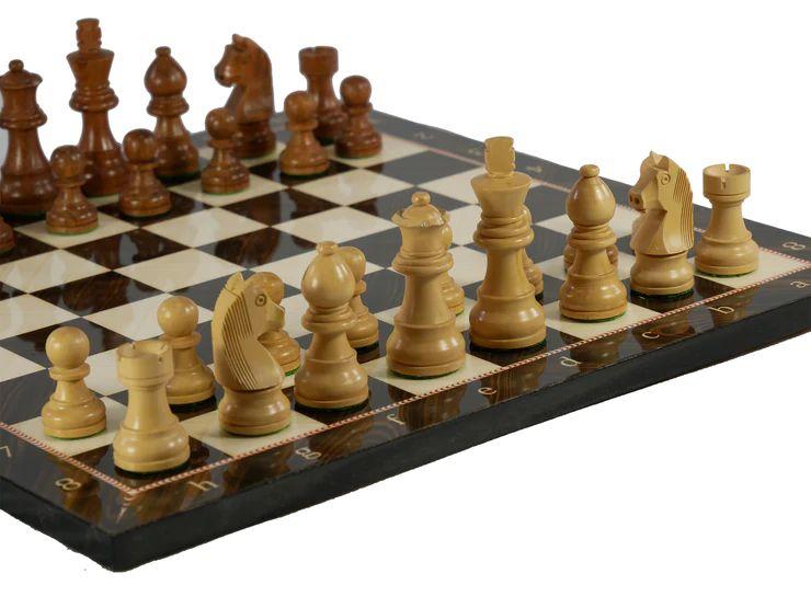 WorldWise - 14 Inch German Sheesham Wood Chess Set in Brown/Ivory Color
