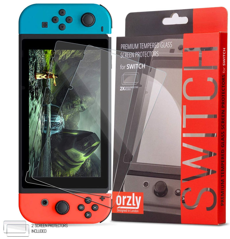 Orzly - Tempered Glass Screen Protector for Nintendo Switch