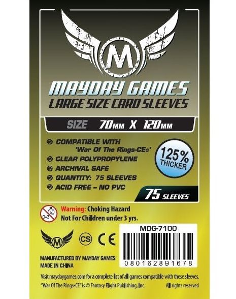 Mayday Games - 75 Premium Sleeves - 70mm X 120mm - Clear