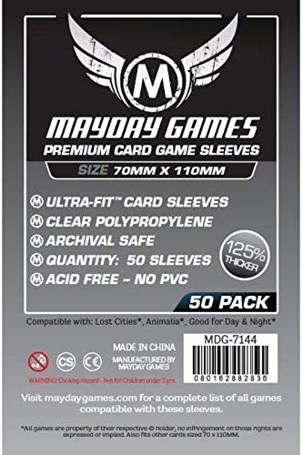 Mayday Games - 50 Premium sleeves - 70mm X 110mm - Clear