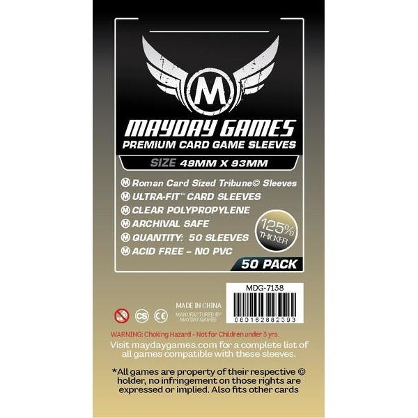 Mayday Games - 50 Premium Sleeves - 49mm X 93mm - Clear