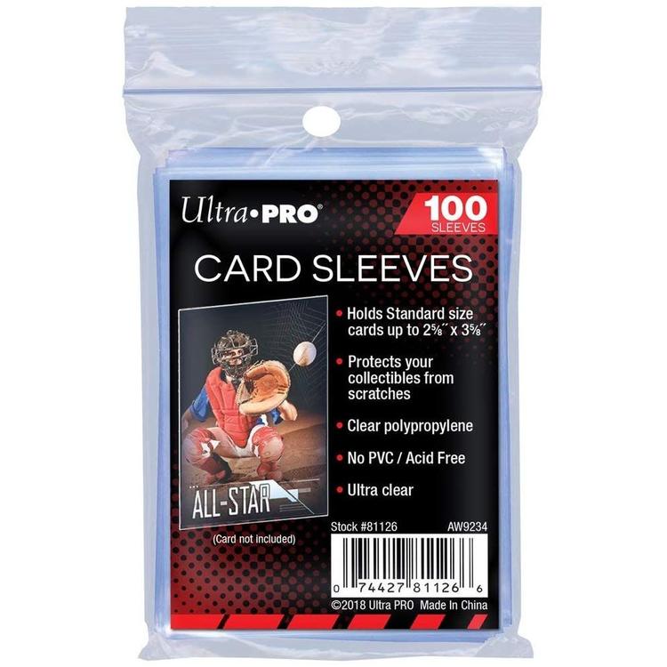 Ultra Pro - 100 standard size card protectors (3" X 4") - Clear and flexible