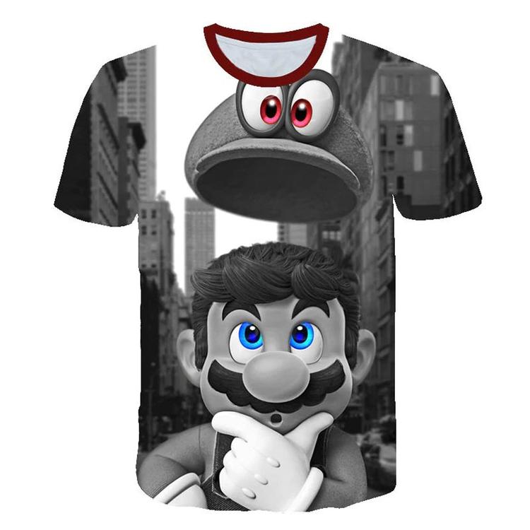 Super Mario Odyssey black and white t-shirt (Kids size / 9-10 years old)