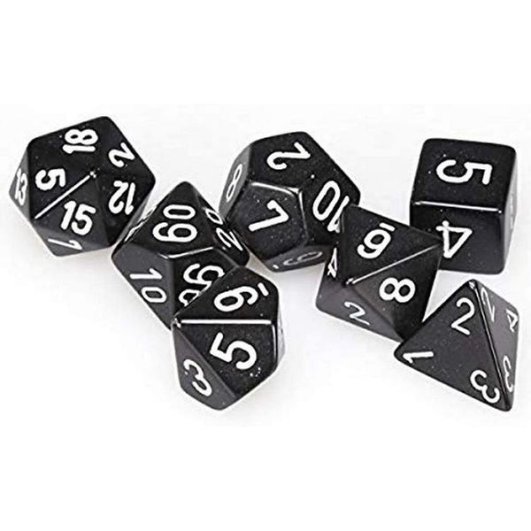 Chessex - Ensemble de 7 dés polyédriques  -  Opaque Blanc et Noir