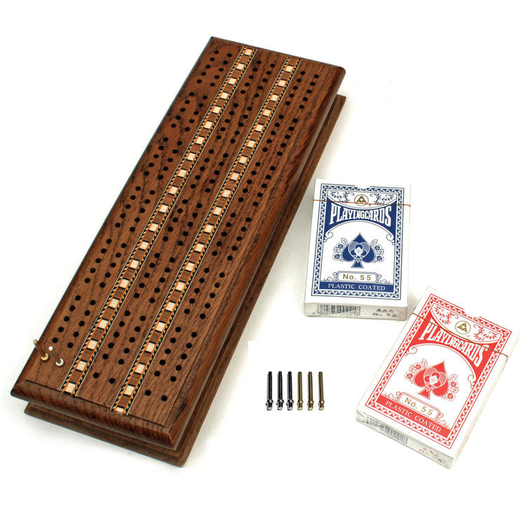 Cribble game with compartment - Made of oak wood - 3 lanes
