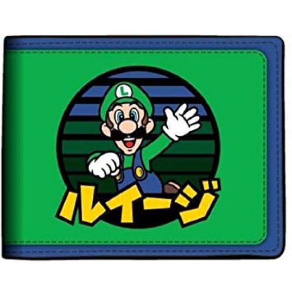 Bioworld - Portefeuille à deux volets  -  Super Mario  -  Luigi  -  Vert / bleu / jaune