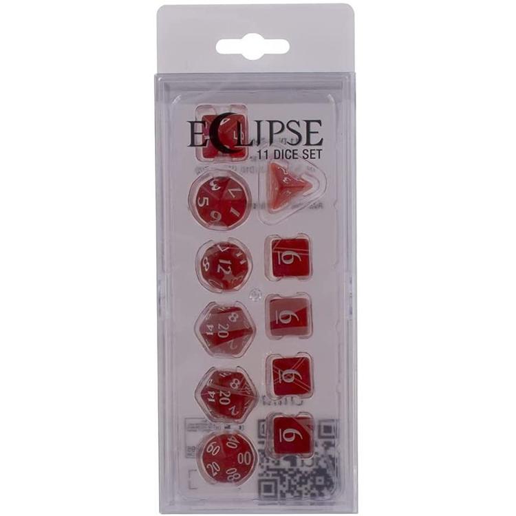 Ultra Pro - 11 Polyhedral Dice Set - Eclipse - Apple Red